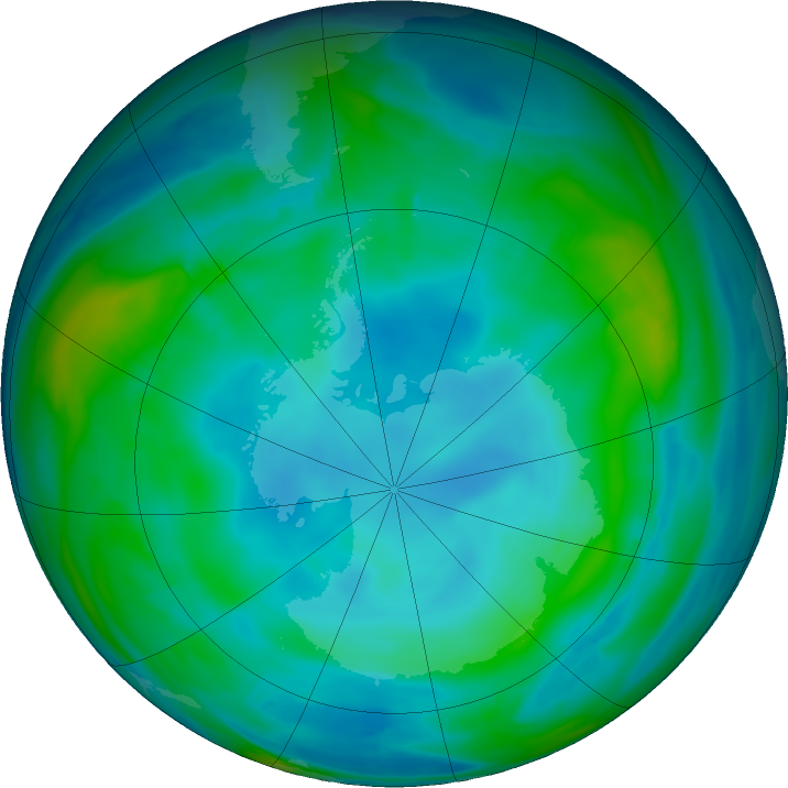 Antarctic ozone map for 10 June 2021